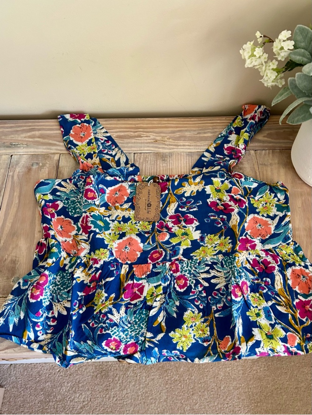 NAtural Life Tropical Blue Floral Top ☀️🆕